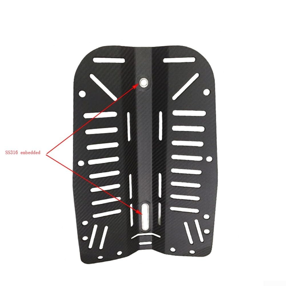 Placa trasera de fibra de carbono para buceo, ideal para configuración de equipos técnicos