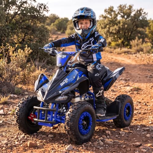Actionbikes Motors Kinder Quad Elektro ATV Racer (Schwarz/Blau)