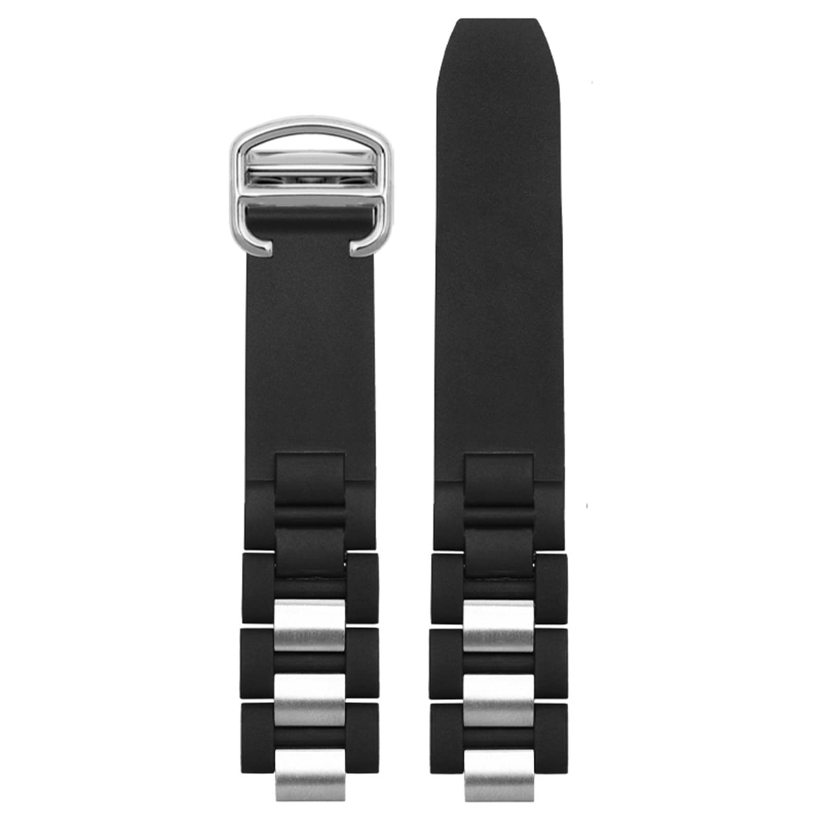 Per Cartier Sports cinturino impermeabile in gomma silicone cinturino con catena convessa 20 * 10 mm in bianco e nero