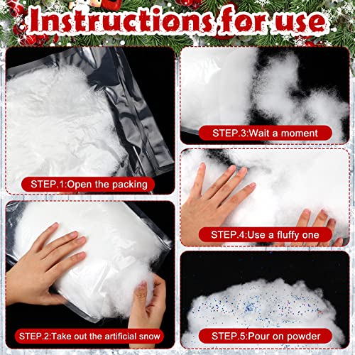 4 Bags Snow Fluffy Decoration Artificial Snow Faux Snow Christmas Snow Blanket Artificial Fake Snow Indoor Blanket Snow For Xmas Party Winter Village Home Decor (Blue, Glitter Style) #TOP2