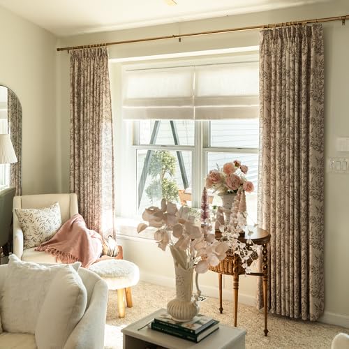 Image of TWOPAGES Sarale Series Print Curtain Light Filtering Linen Blend Customized Curtain Drapery, Single Panel