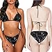 UNICEU Black Marble Print Swimsuit Sets for Women with Cover Up Slimming Sexy Tie Bikini Set Fashion Comfortable Bikinis Coverup for Beach Pool
