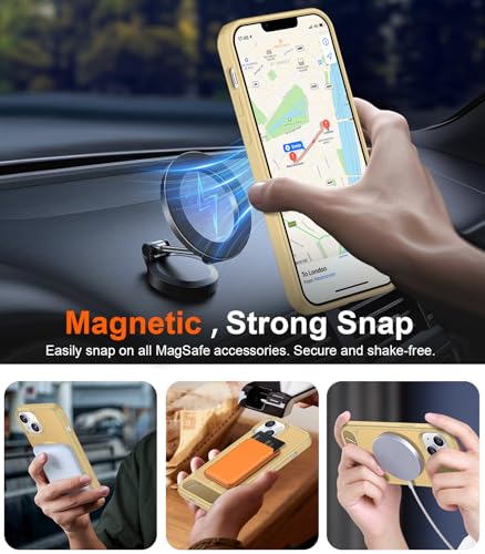 Image of Magnetic Compatible with iPhone 14 Case /iPhone 13 Case,[Built-in Invisible Kickstand][Compatible with MagSafe][Military Grade Shockproof] Slim Translucent Matte Phone Case for iPhone 14 /13 6.1 inch