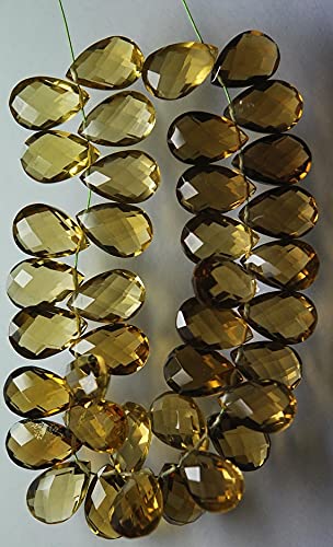 Briolettes poires en quartz bière naturel de qualité gemme pour parures et boucles d'oreilles