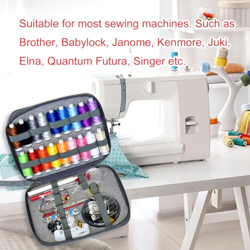 Image of Sewing Kit with Case Portable Sewing Supplies for Home Traveler, Adults, Beginner, Emergency, Contains 18 Sewing Thread, Scissors, Needles, Measure etc (Grey)