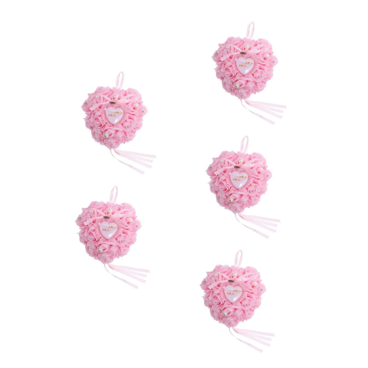 Trauringkissen rosa y almohada de anillo en forma de corazón para promesas de amor eterno