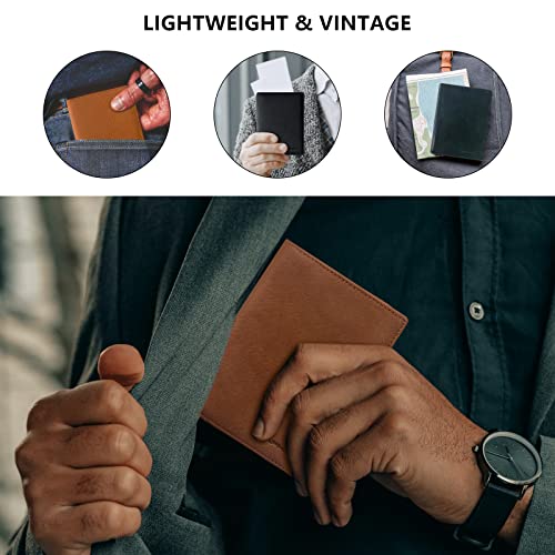 Genuine Leather Passport Holder Cover - Case Rfid Blocking Real Leather Passport Wallet With Zipper Slot Fit For 4 X 3 Inches Immunization Record Card (Red-Brown) #TOP4