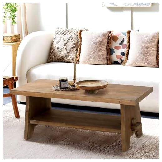 23+ Chic Old Money Living Room Ideas for Timeless Elegance 2 Farmhouse Wood Coffee Table - 43.4” Mid Century Modern Wooden Coffee Tables for Living Room, Solid Firwood Tabletop Rectangle Coffee Table, Center Table for Living Room, Brown