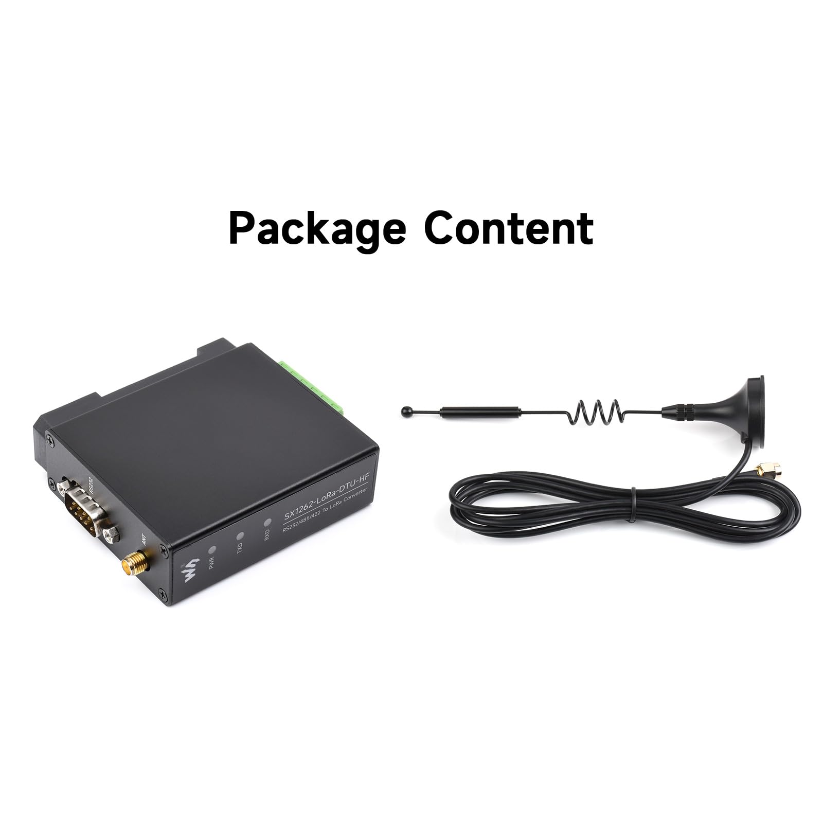 Waveshare Rail-Mount SX1262 LoRa Data Transfer Unit, RS232/RS485/RS422 to LoRa, Suit for Sub-GH, HF version, Applicable to Europe/North America/Oceania