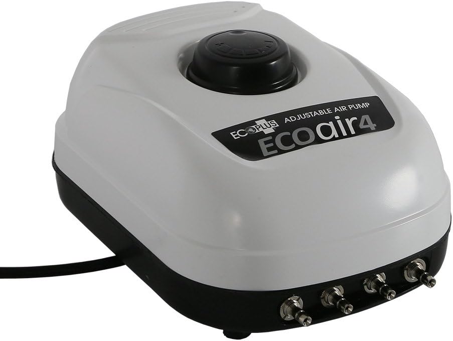 EcoPlus 253 GPH (960 LPH, 6.5W) Air Pump w/ 4 Outlets | Aquarium, Fish Tank, Fountain, Pond, Hydroponics