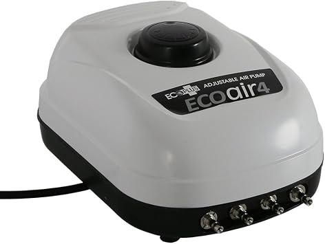 EcoPlus 253 GPH 960 LPH, 6.5W Air Pump w/ 4 Outlets | Aquarium, Fish Tank, Fountain, Pond, Hydroponics