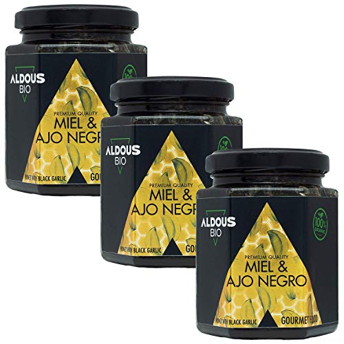 Authentischer Bio-Honig mit Schwarzem Knoblauch | Gourmet-Produkt | 100% Natürlich und Handwerklich | ohne Zuckerzusatz | Produziert in Spanien | Bio-Siegel | 3 x 240 g Cover