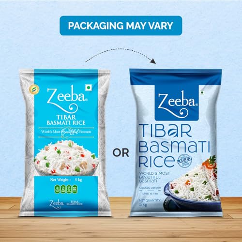 Image of Zeeba Tibar Basmati Rice 5 Kg, Perfect for Daily Home Cooking (Cooked length upto 18mm*)