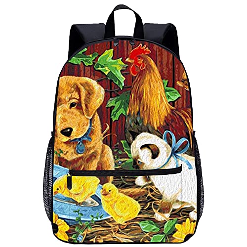 Mochila escolar para adolescentes de 45x30x15cm con estampado 3D de perro