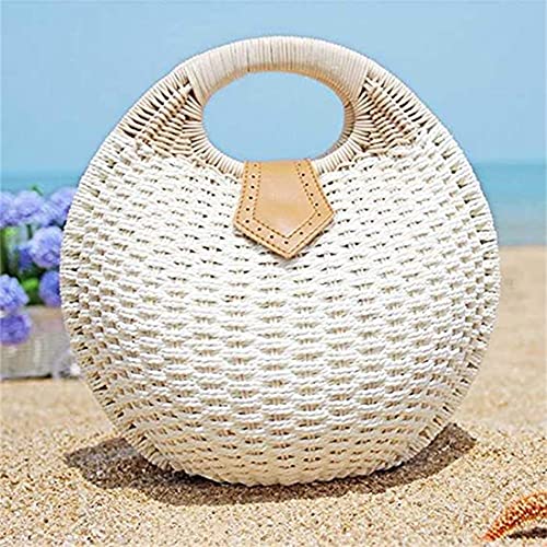 Bolso de paja tejido a mano para mujer miniatura 2
