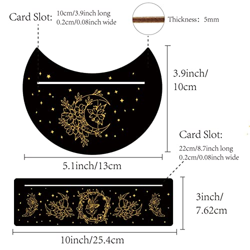 GORGECRAFT 2 Pieces Wooden Tarot Card Stand Black Tarot Card Holder 5" Moon Shape and 10" Rectangle Wood Tarot Cards Altar Stand Display Holder Witch Divination Ceremonial Tools - Image 2