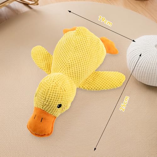Ambolio Hundespielzeug Unzerstörbar, Gelb Anti Stress Ente für Hunde,Hund Kuscheltier, Unzerstörbares Quietschend, Plüsch-Kauspielzeug Klingendes Plüsch-Hundespielzeug Für Kleine