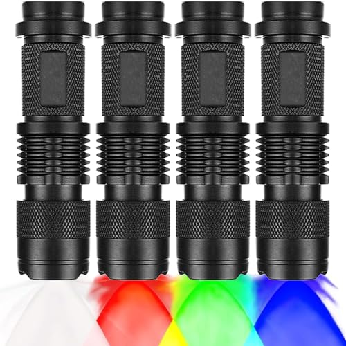 Lampe de poche bleue rouge verte blanche lot de 4 torches haute précision pour observation