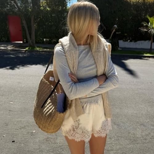 Amiblvowa Women Satin Silk Lace Shorts Low Rise Micro Mini Shorts Coquette Lounge Half Slip Pj Bottoms French Knickers4