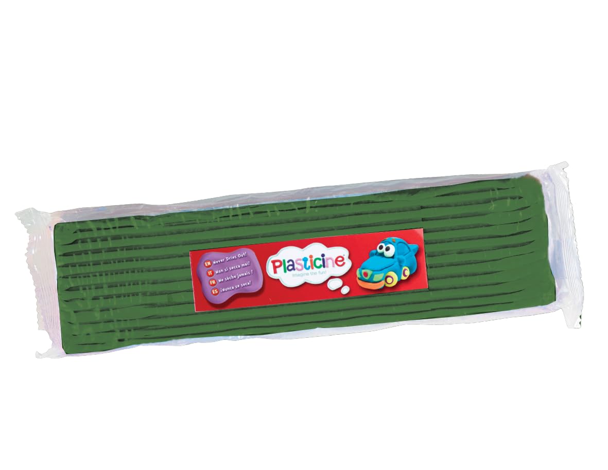 The Original Plasticine, One Colour Slab 400g - Green, Modelling Clay for Professional Animators and Model Makers, Easy to Shape and Mould, Make Sculptures, Models and Stop-Motion Animations