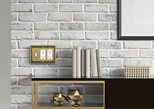 Image of Henne Bery Sunken Pearls Heavy Duty Decorative Wall Plate Switch Plate Outlet Cover (Single Toggle /Double Decorator, Antique Brass)