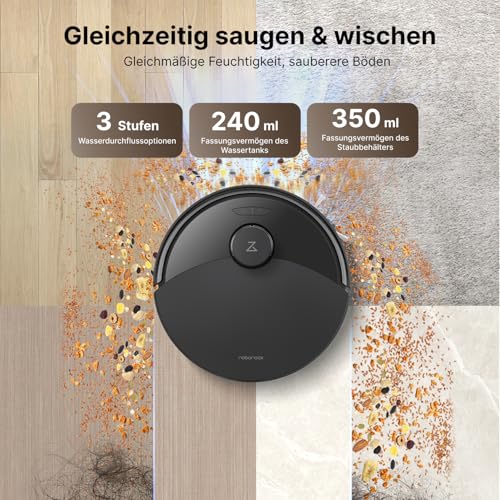 roborock Q10 X5+ Saugroboter mit Wischfunktion, Auto-Entleerungsstation für 7 Wochen, 10000 Pa Saugkraft, Dual Anti-Tangle System, intelligente Hindernisvermeidung, PreciSense-LiDAR Navigation,Schwarz – Bild 6