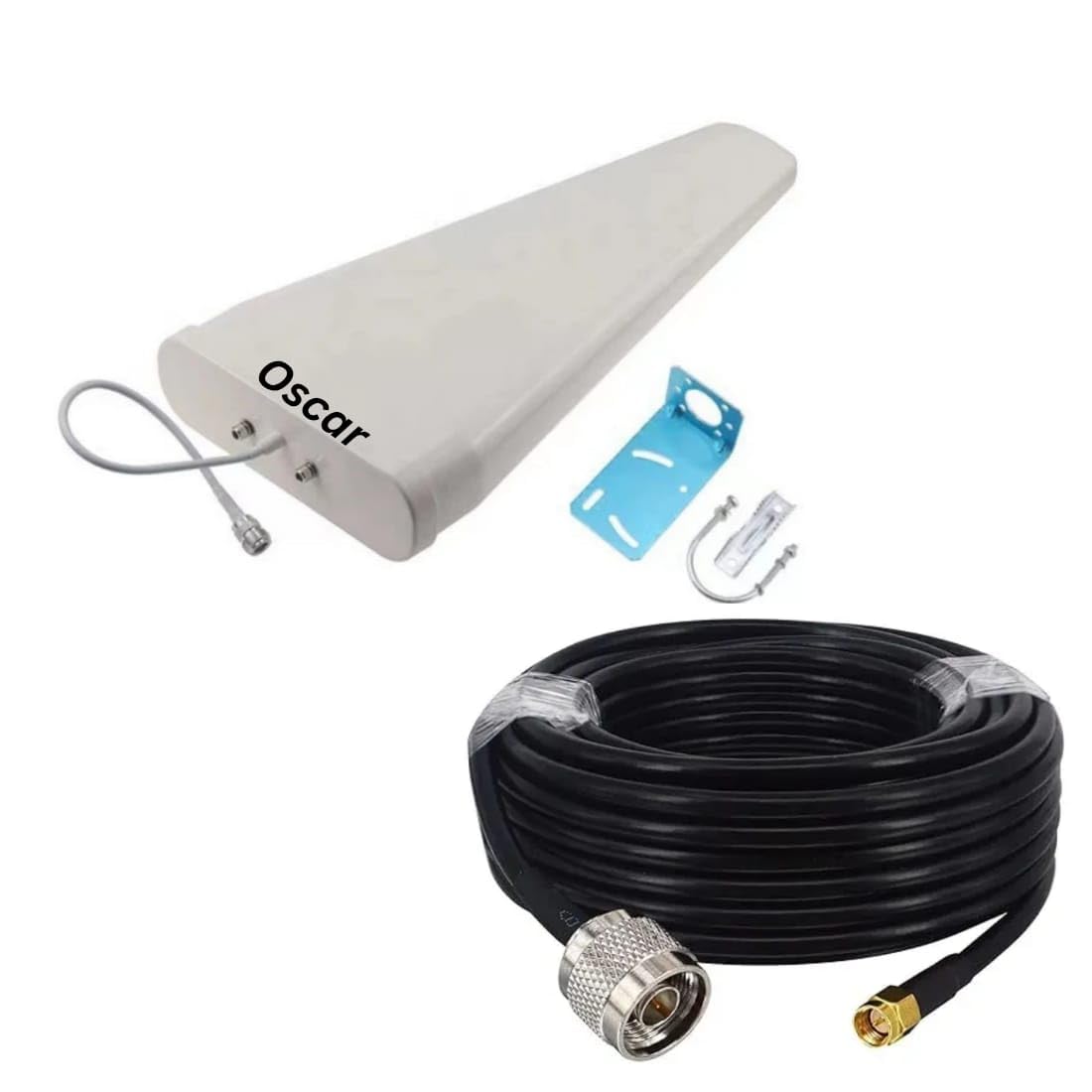 Network Antenna 12dbi Uni Directional LPDA with 20 Meter LMR 400 Cable (N Male to SMA Male) Connector