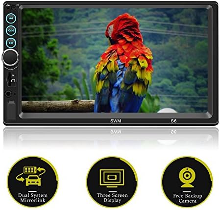 Double Din 7 Inch Touch Screen Car Stereo with Bluetooth MirrorLink USB/SD/AUX/FM Radio with Backup Camera Steering Wheel Remote Control