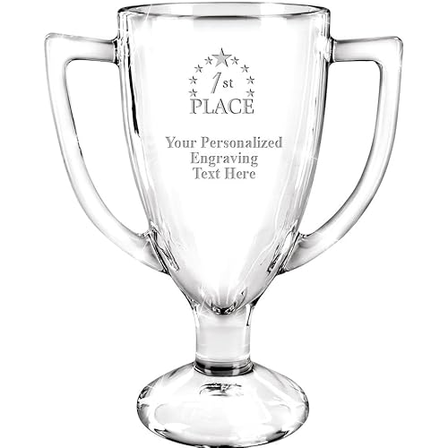 Crown Awards Personalized Glass Trophy, 7" Custom Engraved Glass Cup Award Prime