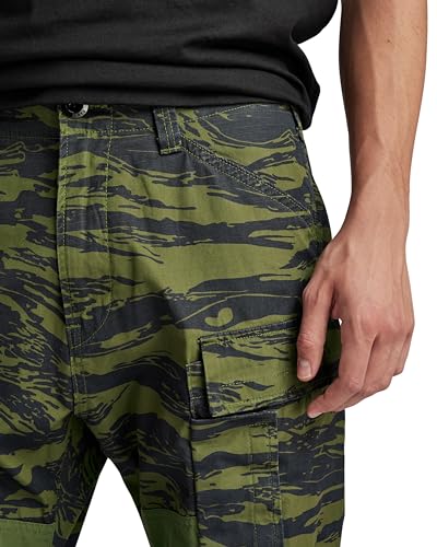 G-STAR Raw - Mens 3D Regular Tapered Cargo 2.0 5-Pocket Pants, Color Shadow Olive 2L Tiger Camo, Size: 32W x 32L3