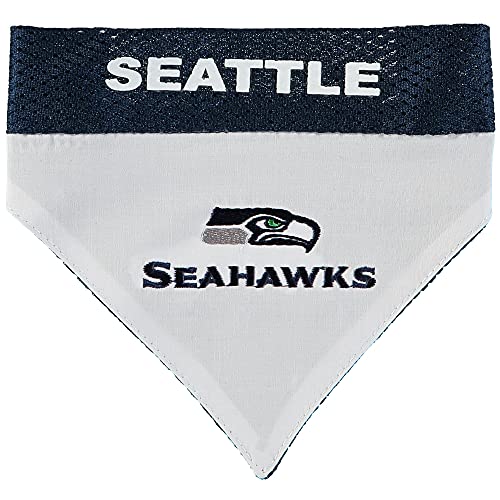 Pets First NFL DOG BANDANA – SEATTLE SEAHAWKS REVERSIBLE PET BANDANA. 2 Sided Sports Bandana with a PREMIUM Embroidery TEAM LOGO, Large/X-Large. – 2 Sizes & 32 NFL Teams available Pets First NFL DOG BANDANA – SEATTLE SEAHAWKS REVERSIBLE PET BANDANA. 2 Sided Sports Bandana with a PREMIUM Embroidery TEAM LOGO, Large/X-Large. – 2 Sizes & 32 NFL Teams available
