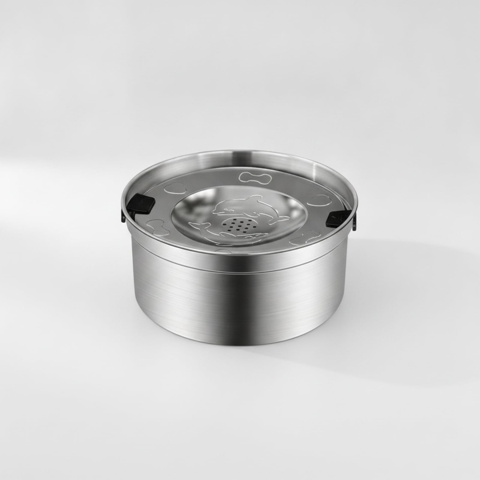 Cuenco Agua con Tapa Flotante Higiénico Cuenco Redondo Acero Inoxidable con Base Antideslizante Práctico para s, 3,2L