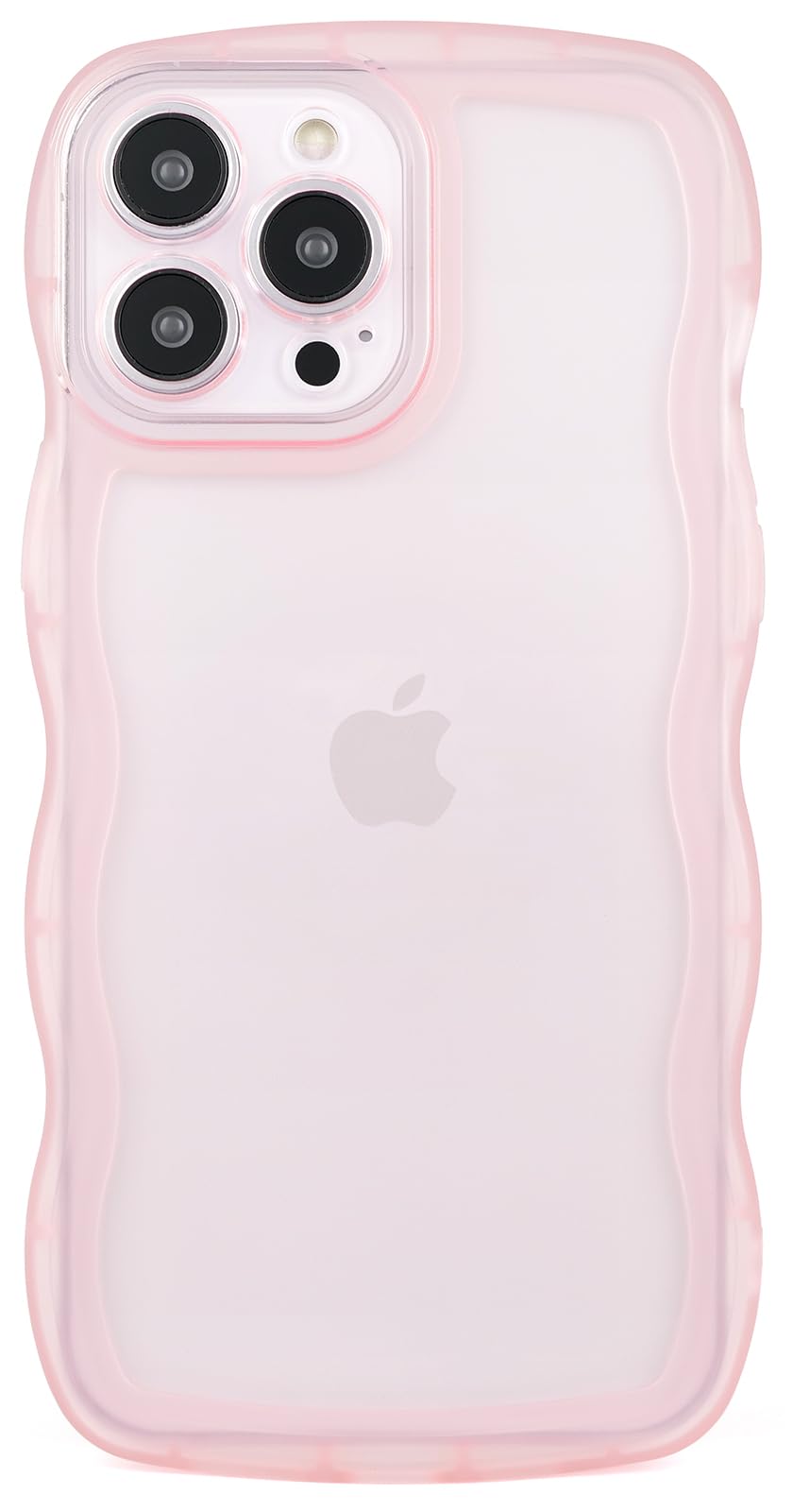 Compatible with iPhone 13 Pro Case 6.1" 2021, Cute Kawaii Curly Wave Frame Shape Soft Silicone Shockproof Protective Phone Cover for Women Girls, Clear/Pink