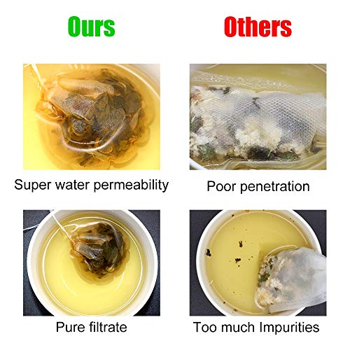 100Pcs Disposable Tea Filter Bags 2.65 X 2.95 Inches Natural Tea Infuser Unbleached Material Drawstring Round Tea Bag Empty Tes Bags For Loose Leaf Tea #TOP5