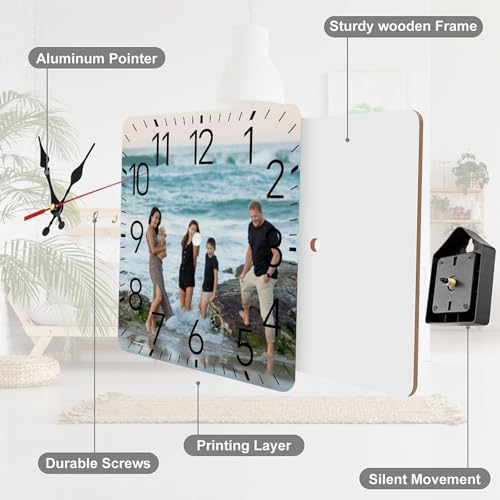 Reloj de pared personalizado cuadrado silencioso 10 pulgadas miniatura 5