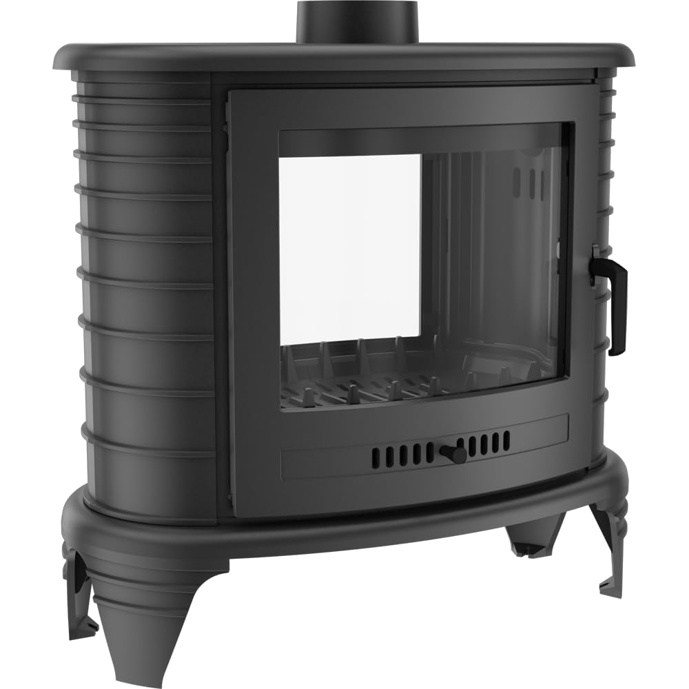 KRATKI Stufa a legna in ghisa KOZA K8 9,9 kW Ø150 tunnel A Stufe Svedesi | Ghisa nero, efficienza 75,2%, classe A. Ecodesign.; Gamma di potenza 5-11kW; combustione efficiente; basse emissioni