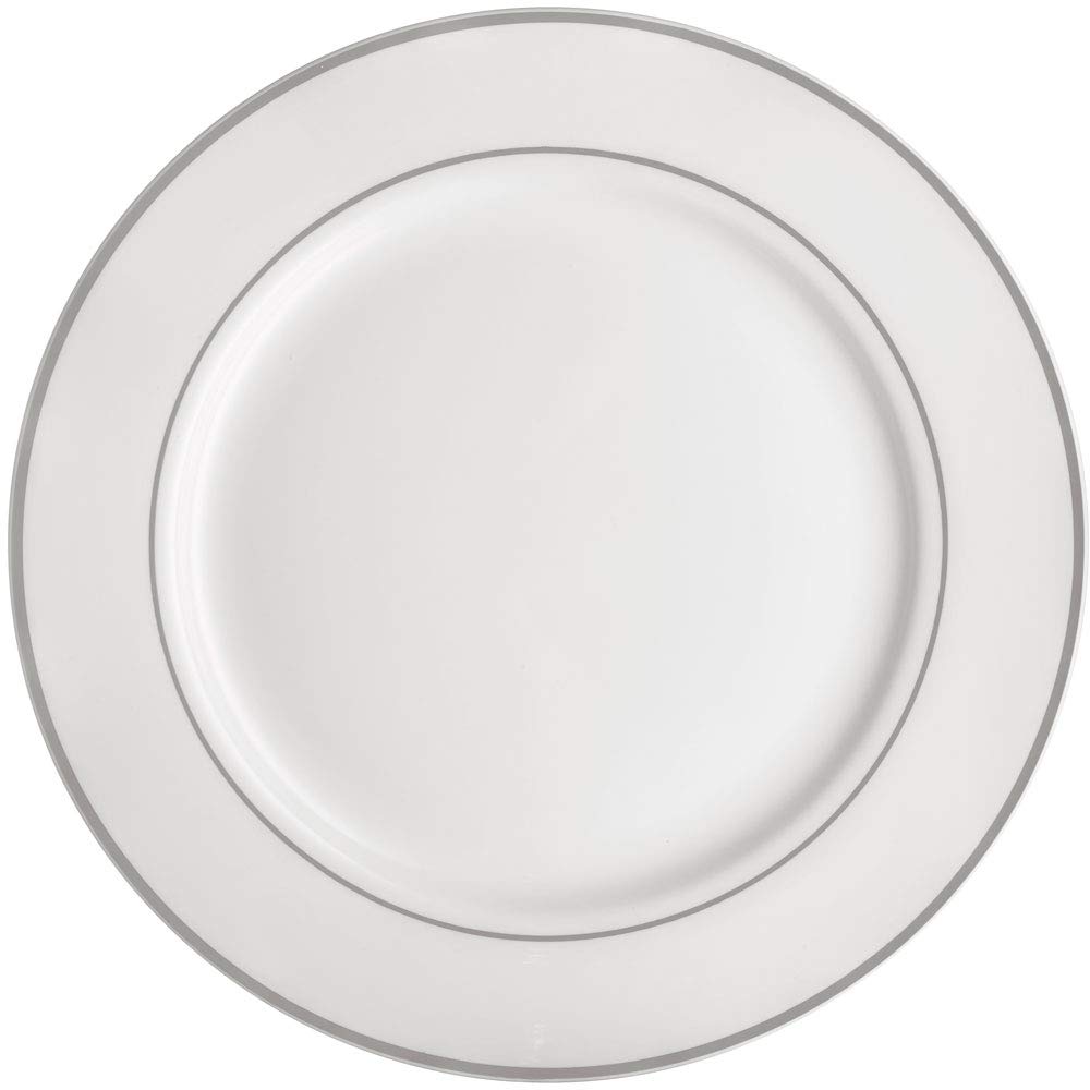 Ambition Serwis Obiadowy Aura Silver 18-elementowy Porcelanowy 6 Osobowy Biały Złoty Zestaw Obiadowy Komplet Talerzy