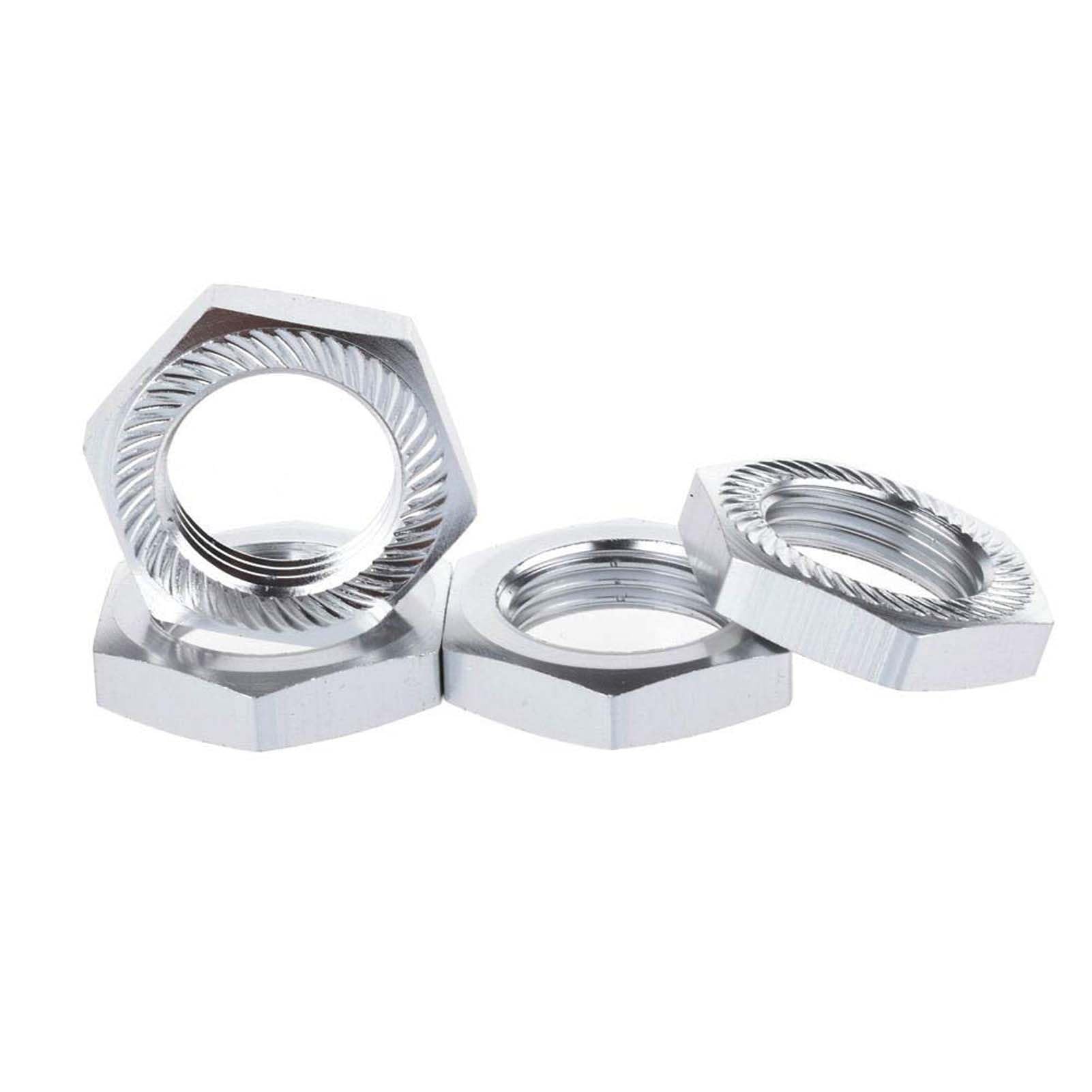 KEEDA Pack of 4 M17 17 mm Aluminium Alloy RC Wheel Hex Hub Nut Thread 1.0 mm for 1/8 RC Model Car HSP Redcat Himoto Parts (Silver) - Image 3