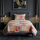Lavish Home 2-Piece Twin Quilt Set - Mallory Classic Patchwork Twin Size Quilt Bedding Set with Pillow Sham - Machine Washable Lightweight Bedding (Multicolor)