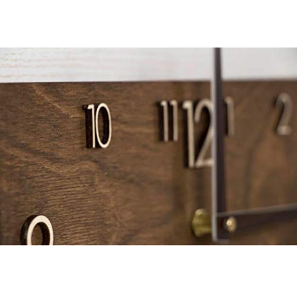 Reloj de pared de madera de 16 pulgadas, silencioso, sin tictac, retro, creativo, rectangular, reloj de pared de madera para sala de estar, cocina, dormitorio, escuela, hotel, decoración