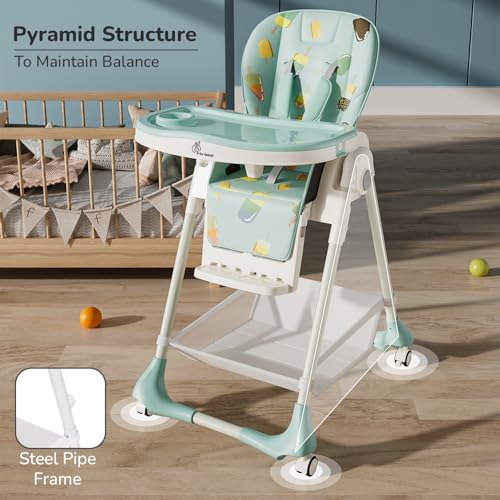 Image of R for Rabbit Marshmallow High Chair for Baby, Multiple Recline Position High Chair with 7 Level Height Adjustment and 3-Recline Modes with adjustable Footrest, 6 Months to 5 Years (Candy Blue)