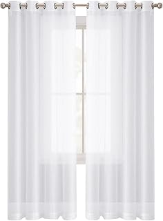 Cortinas impermeables para exteriores para jardín y patio, cortina divisora de gasa transparente para sala de estar, color blanco, 132 x 274 cm