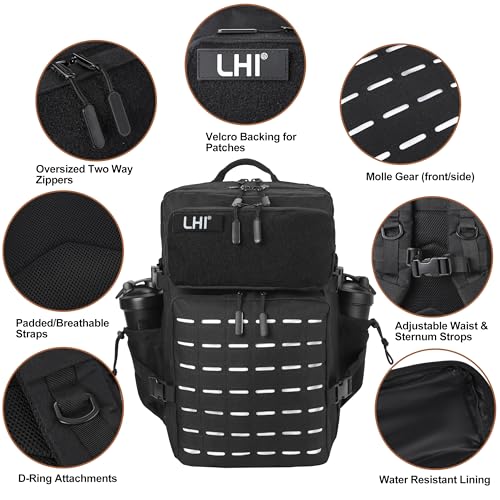 Image of LHI Tactical Military Backpack for Men 25L /45L Large Molle Army Assault Pack 3 Day Hiking Rucksack With Bottle Holder