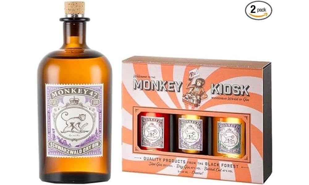 Monkey 47 Gin Bundle: Monkey 47 Dry Gin, 50cl & Monkey 47 Kiosk Gin Gift Set, 3x5cl