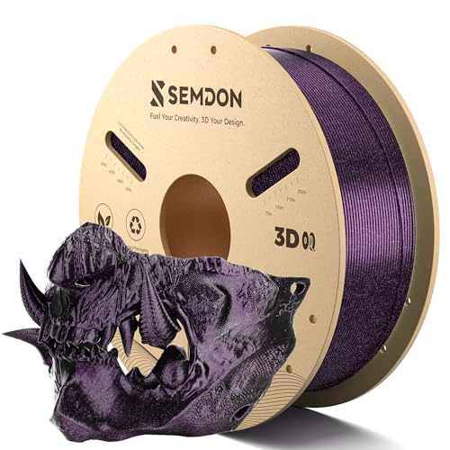 Image of PLA Filament 1.75mm, Glitter Purple Black Silk PLA, SEMDON 3D Printer Filament 1KG ±0.02mm for Ender 3, CR-10, Anti-Warp & Anti-Clog