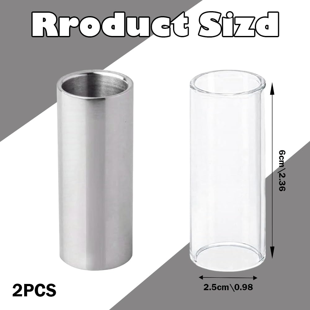 Glass Slide 2 Pieces Stainless Steel Slide Finger and Knuckle Slide Guitar Slide Guitar Slides for Electric Guitar,Guitar & Gear Accessories (6cm) - Image 3