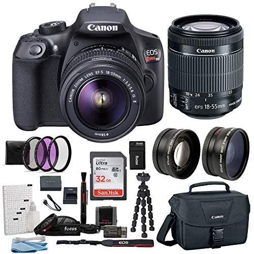 Canon EOS Rebel T6 Camera Accessory Kit with Lens and Carry Bag, 58mm - 3 Piece Filter Kit, 2 Piece Wide Lens Set, Replacement 1600mAh Battery and Charger, 32GB SD Card, 12