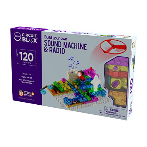 E-BLOX Building Blocks Circuit Kit 120 Projects, Build Your Own Sound Machine & Radio, Build Real Working FM Radio & Listen to Favorite Station, 8+