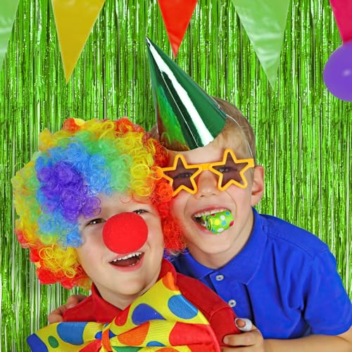 Vaktop 6 Stück Lametta Vorhang Grün, Glitzer Party Vorhang, Glitzervorhang Lametta, Folien Fransen Foto Hintergrund fur Weihnachten Valentinstag Geburtstag Zirkus Luftschlangen Dekoration