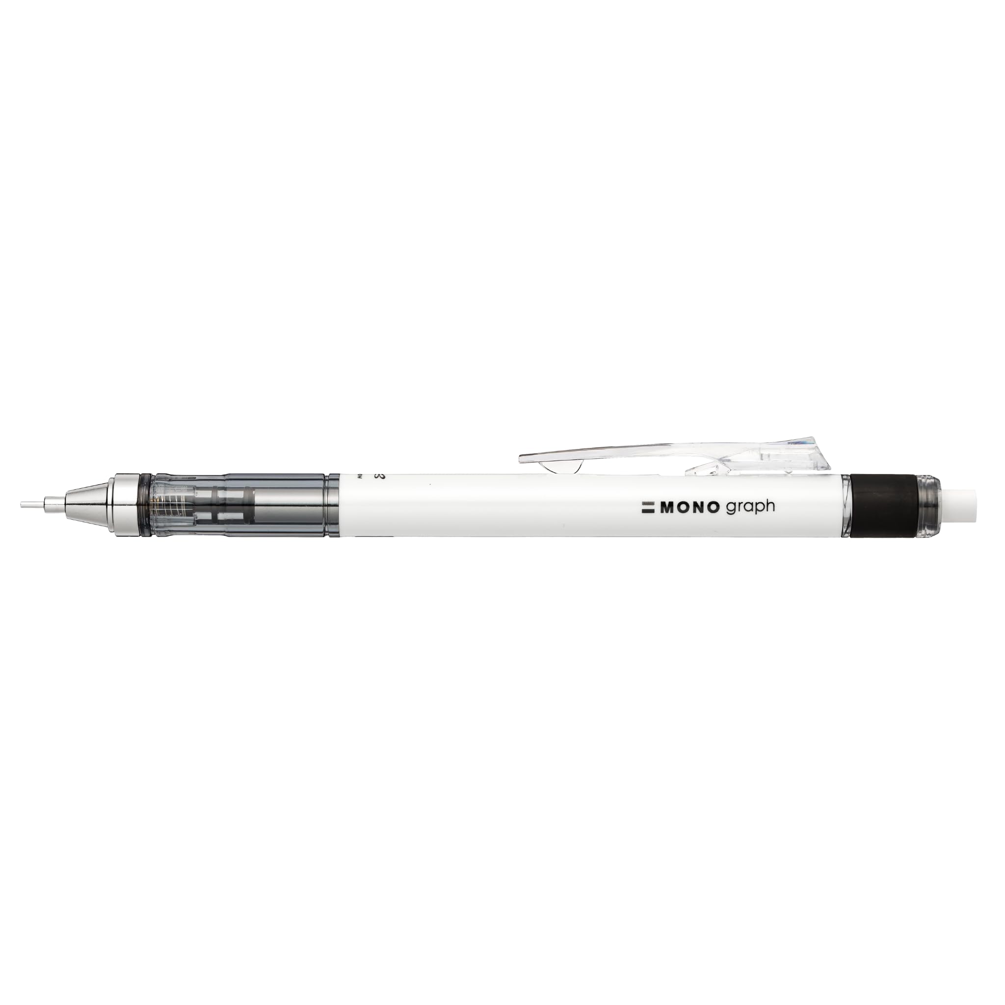 Tombow MONO graph mechanical pencil 0.7 mm, white, HB, precise drawing with 4 mm tip, shaking mechanism, refillable eraser included [SH-MG23-R7]
